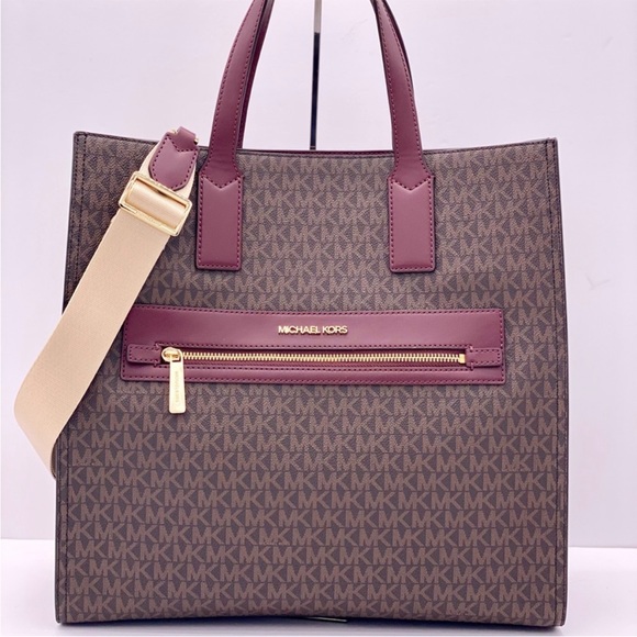 Michael Kors Kenly Large Logo ToteShoulder Bag Merlot